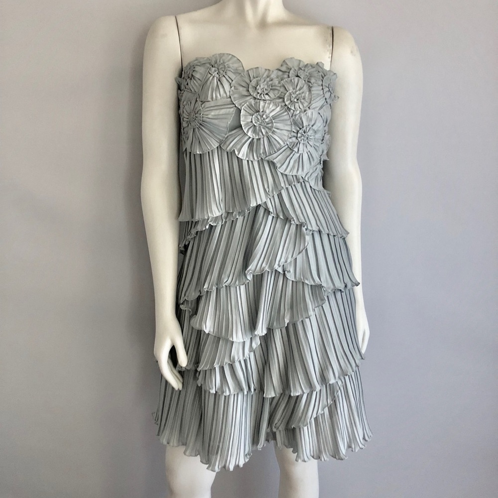 BCBGMaxAzria Gray Ruffled Mini Dress - Picture 2 of 9